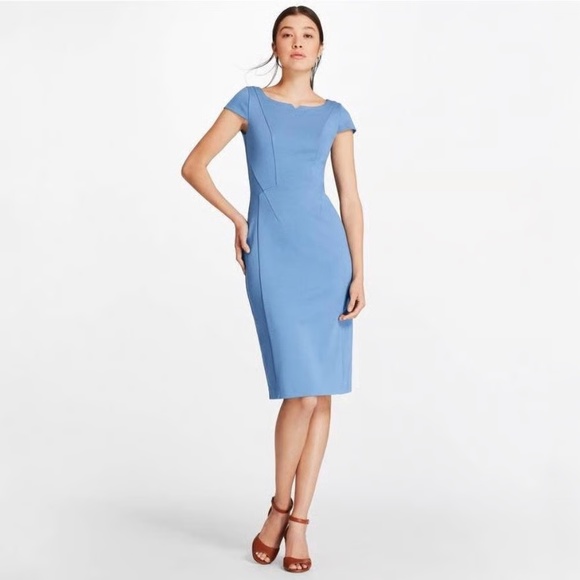 Brooks Brothers Blue Cupro Sheath Dress - Size 6 - Picture 1 of 5
